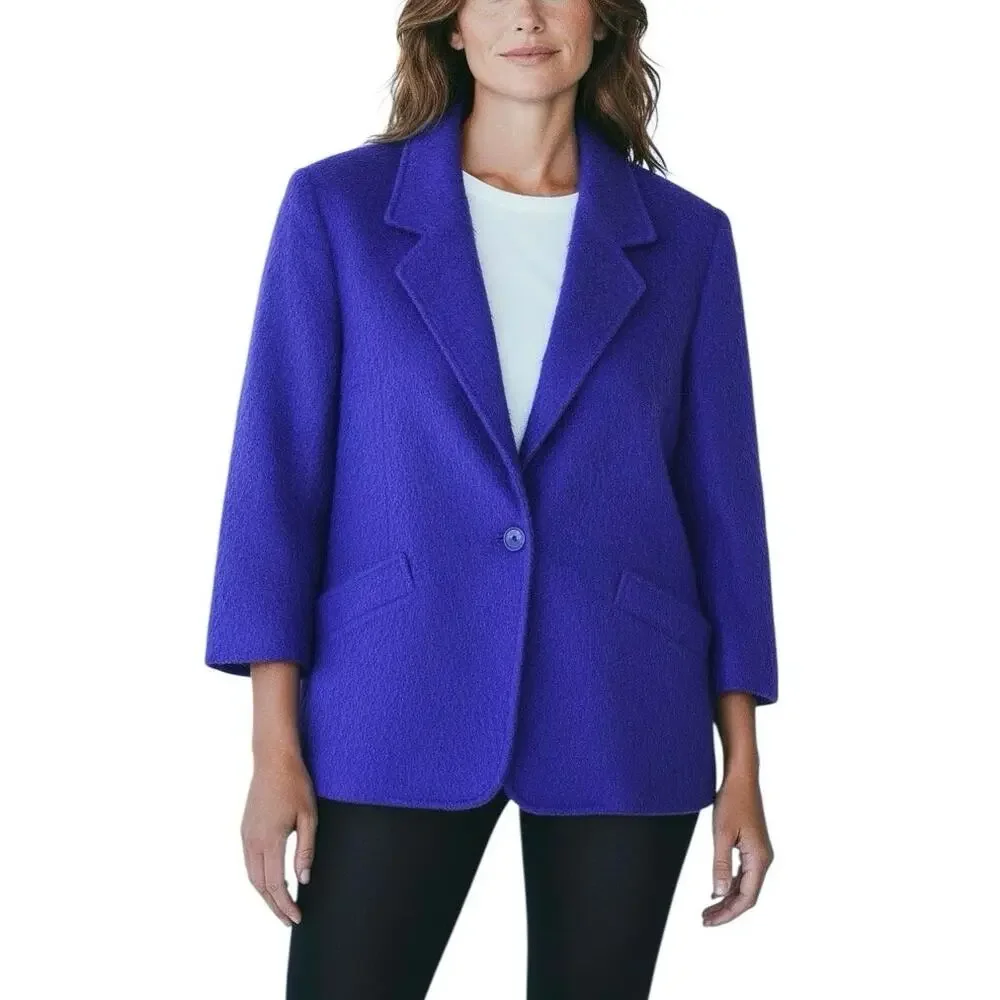 Vintage 80s Lombardi Violet Mohair Jacket - XL - Picture 1 of 5